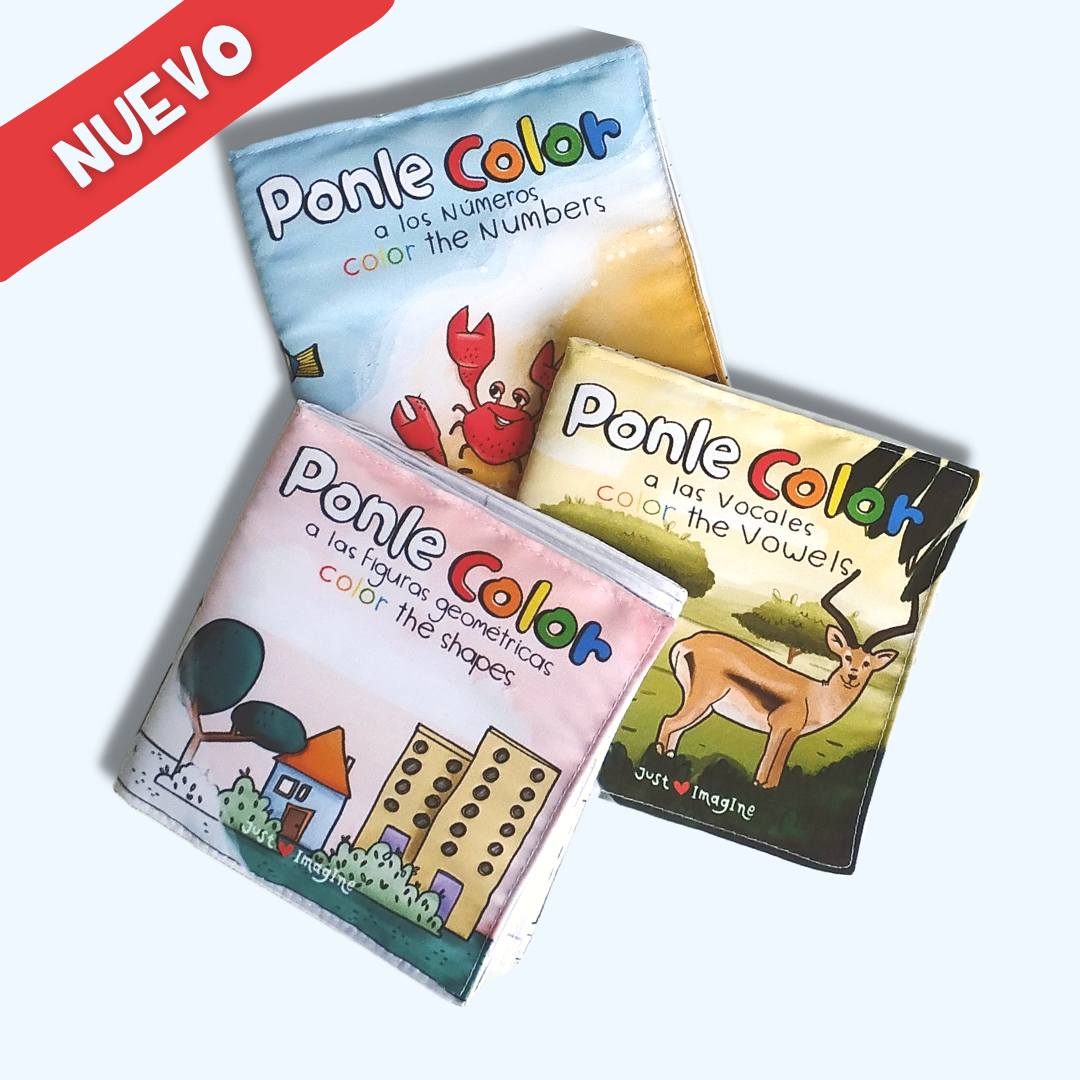 Kit Ponle Color (edad +3 años) de just❤️imagine - Tres libros de tela  lavables